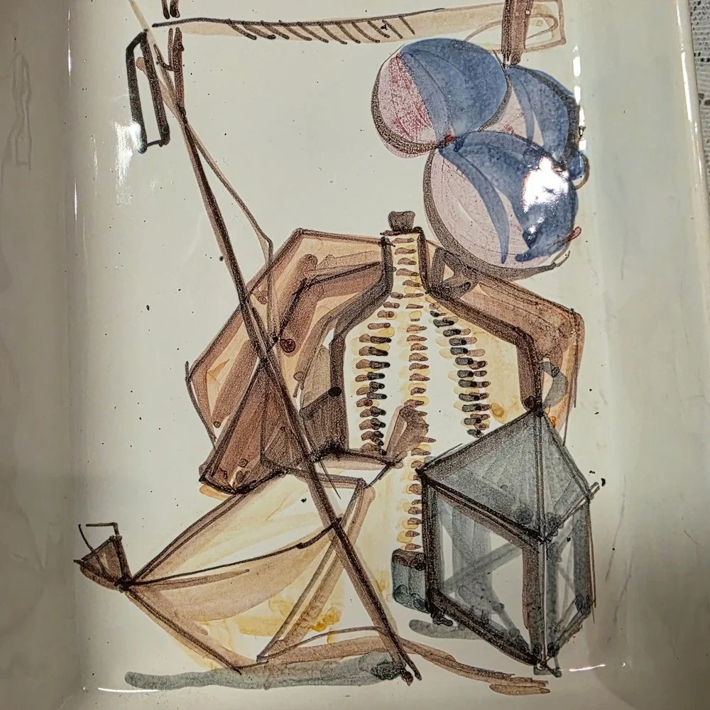 SECLA Portugal Ceramic Trinket Tray Dish Hand Painted Pottery Beach Nautical Sea